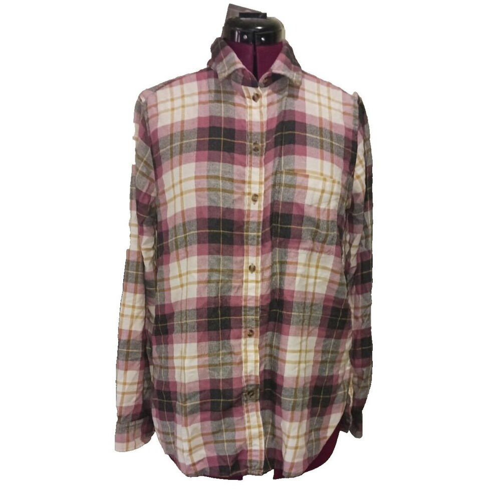 American Eagle Ahh Mazingly Soft Flannel Button Up Womens Medium Pink Plaid
